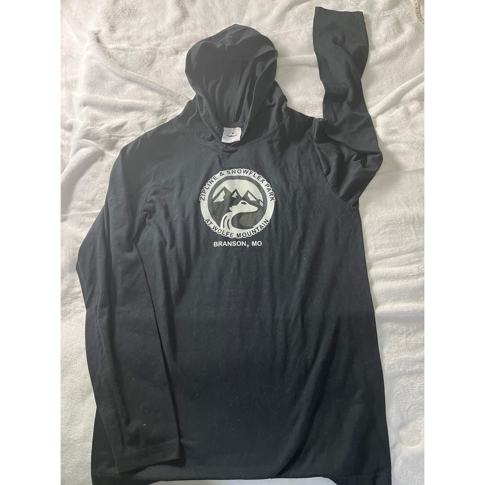 Prairie Mountain Branson MO Wolfe Mountain Zipline Hoodie T-Shirt Black Small